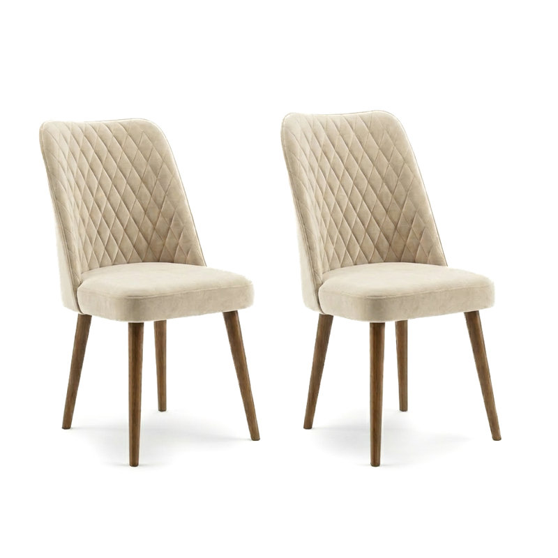 Chaise parsons rembourrée en velours Ackley, Beige