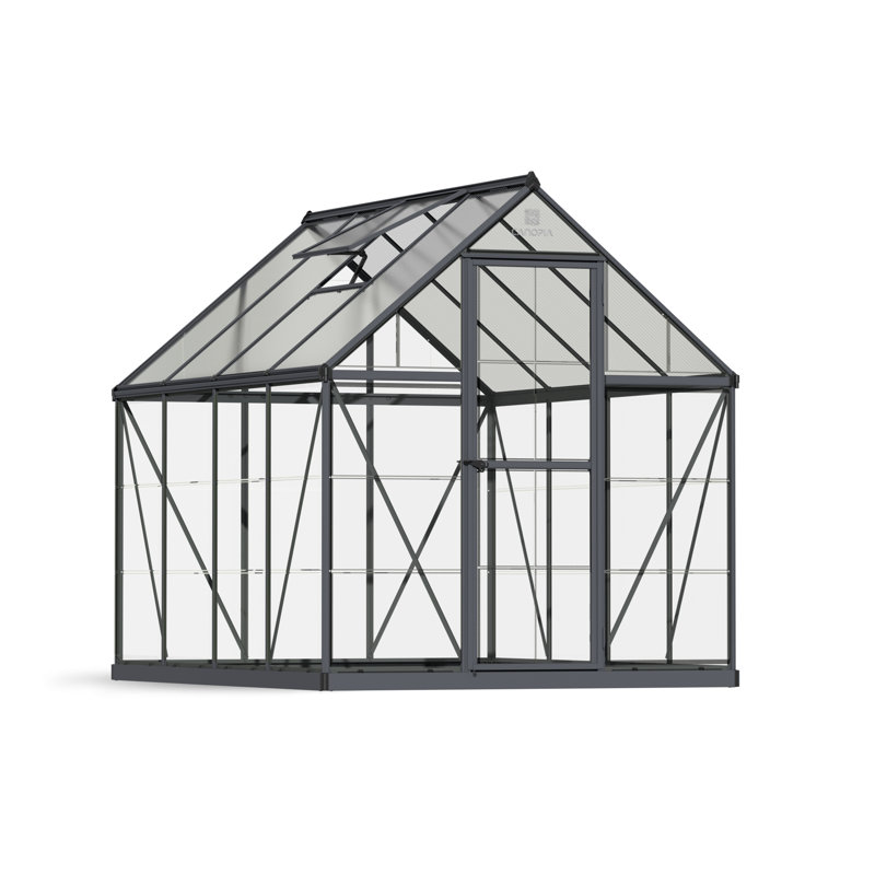 Palram - Ensemble de serre à cadre en aluminium en polycarbonate de style passe-partout hybride l 6 pi x P 8 po Canopia - Gris