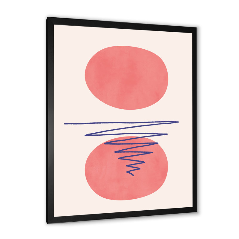 Deux lunes rouges abstraites - reproduction sur toile, H 20 po x l 12 po x P 1 po, Cadre photo noir