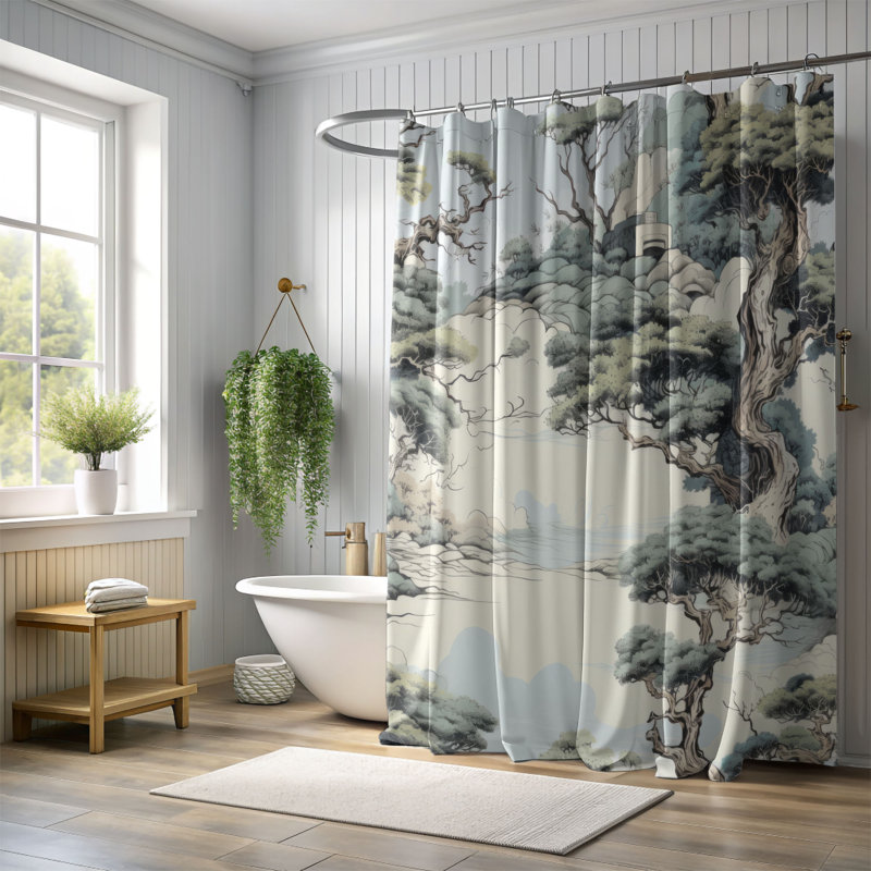 Old Forêts - Rideau de douche Premium, H 74 po x l 71 po