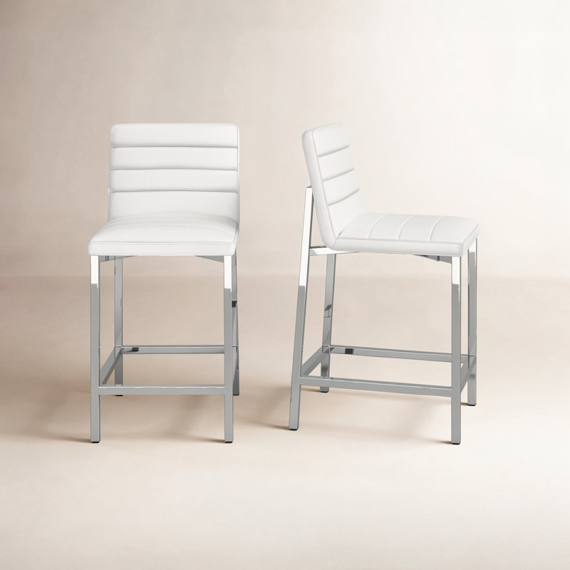 Tabouret de bar et de comptoir Misa, Tabouret de comptoir (assise de 26 po de hauteur), Blanc
