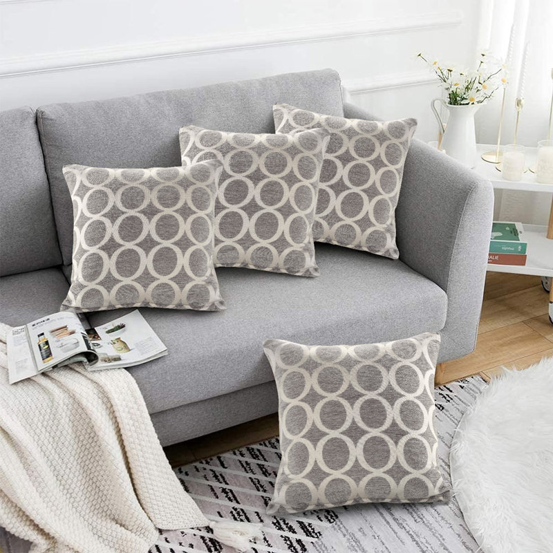 Broward Oh Geometric Cushion with Filling, Silver, 45cm H x 45cm W x 15cm D