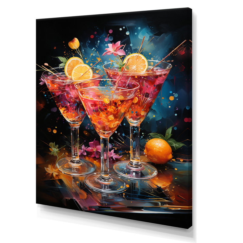 Louvene Cocktail Cocktail Confetti II - Art mural de cocktails, H 32 po x l 24 po x P 1 po, Toile tendue