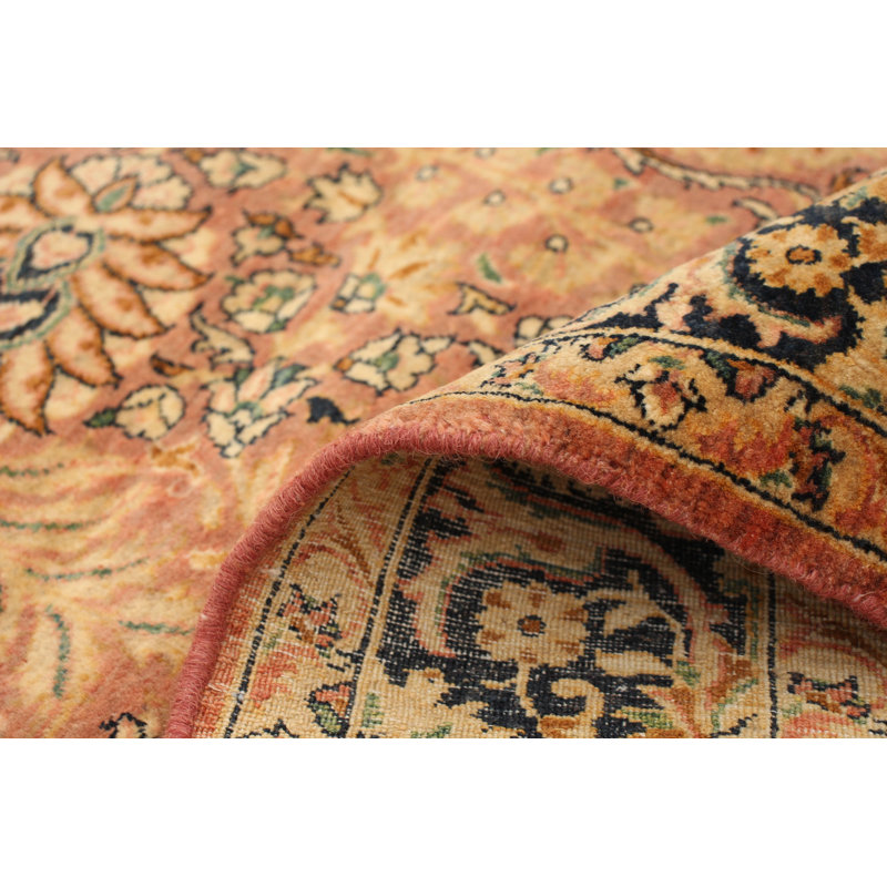 Tapis décoratif en laine noué à la main de conception unique noué à la main new age de style persan 18/20 jaune 4 pi 2 po x 5 pi 8 po