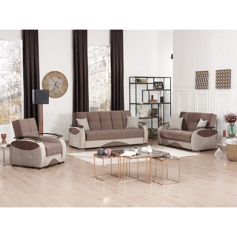 Causeuse convertible avec rangement Primalest Yalise Collection, Brun