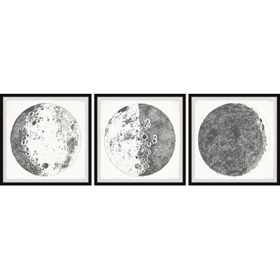Magnifique lune - ensemble de 3 reproductions de cadres photo