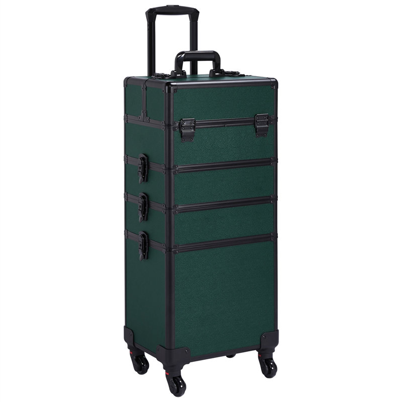 Trousse de maquillage à roulettes 4 en 1 Abrams Professional, Vert foncé