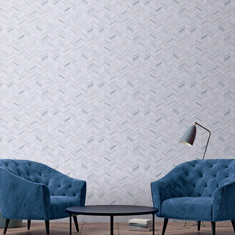Robbin 10m x 53cm Textured Metallic Finish Wallpaper Roll, Grey/Blue