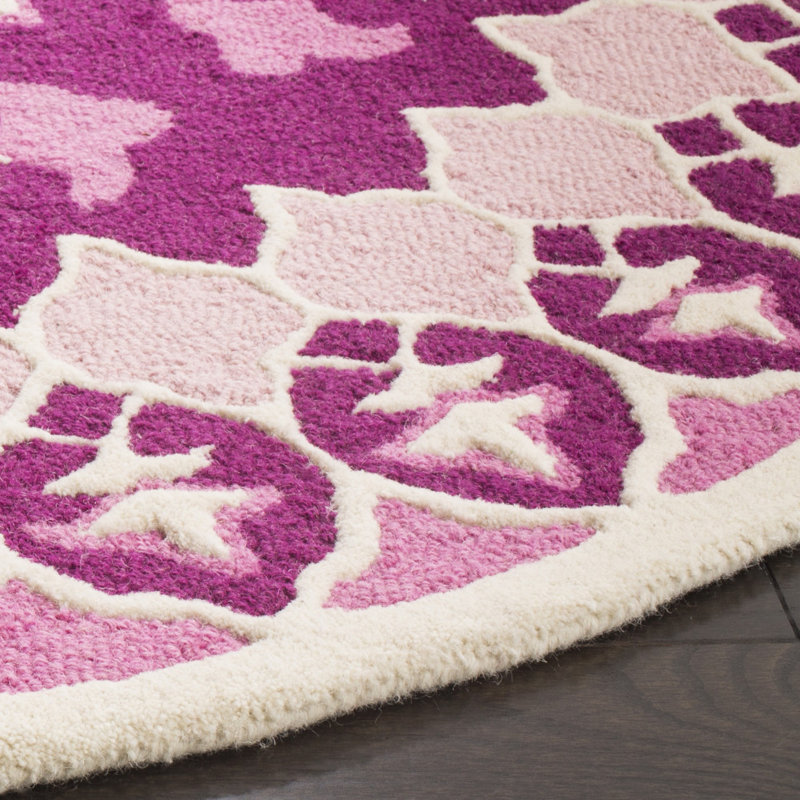 Miu Hand Tufted Wool Floral Rug, Round 5'