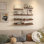 Ensemble de 5 tablettes flottantes de 36 pouces pour 5 pièces, tablettes murales en bois rustique pour la salle de bain, la chambre à coucher, la cuisine, le rangement et la décoration du salon, rebord à cadre brun