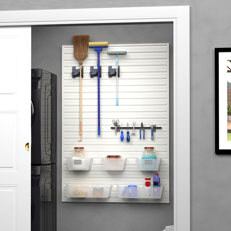 Flow Wall 8 Piece Slatwall Panel, Bin Storage Set - Slatwall