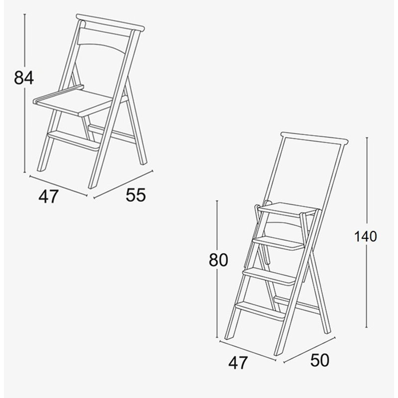 Bella 4 - Step Wood Folding Small Step Ladder