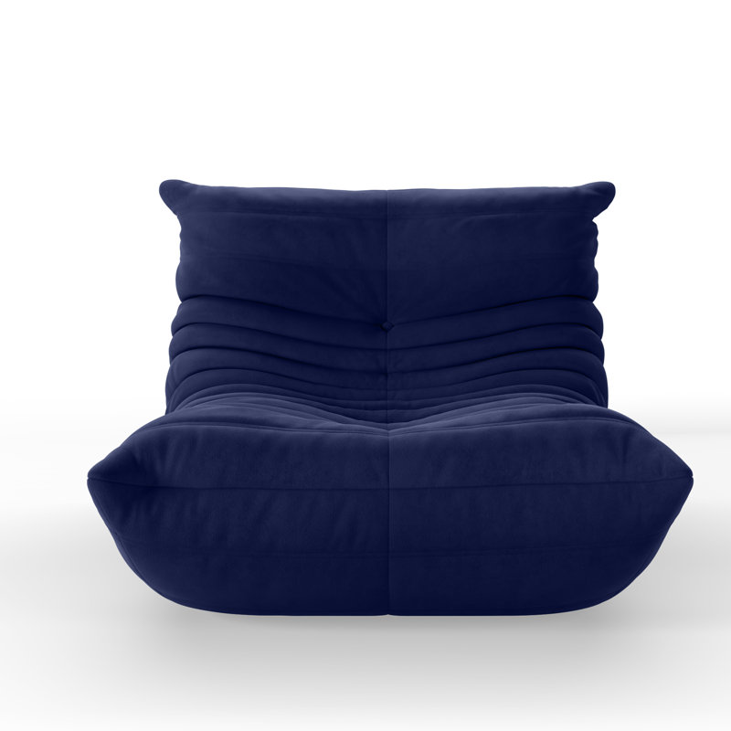 Uncompressed Suede Armless Bean Bag Chair & Lounger Soft Lounge Chair Lazy Sofa, Navy Blue Microfiber