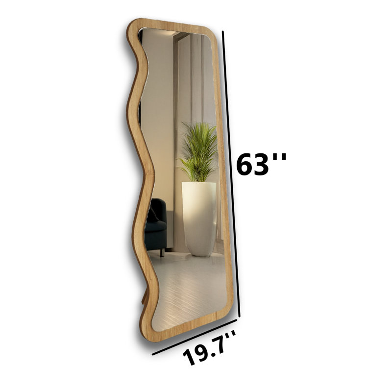 Miroir autoportant incurvé unique, Naturel
