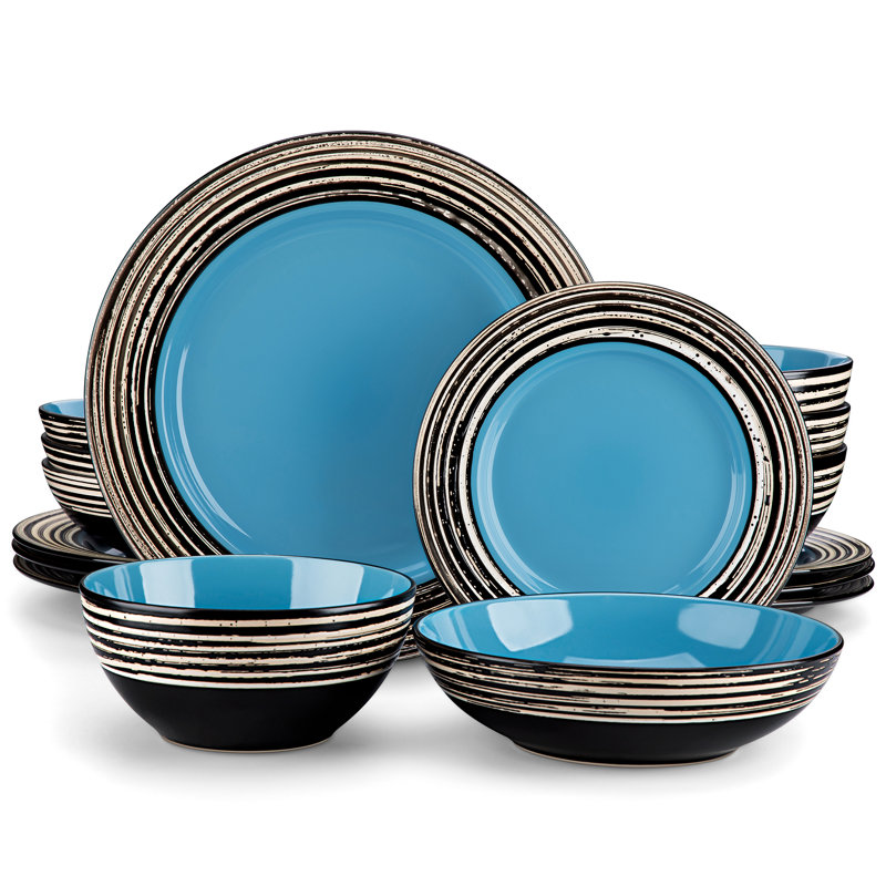 Stoneware Dinnerware Set 16 Piece - Service for 4, Blue