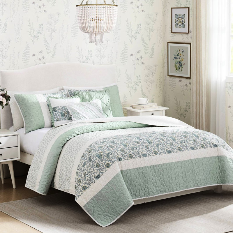 6 pièces en coton, double / grand, réversible avec coussins décoratifs, Courtepointe double / grand + 5 pièces supplémen