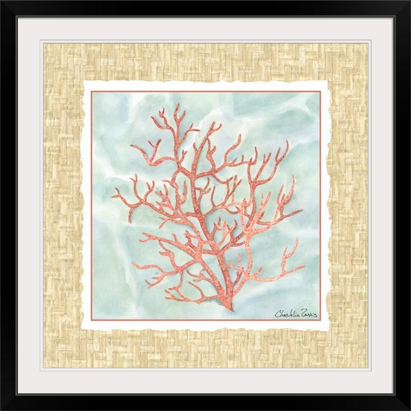 «Ocean Coral» par Mcclean, impression, H 38 po x l 38 po x p 1 po, Cadre noir