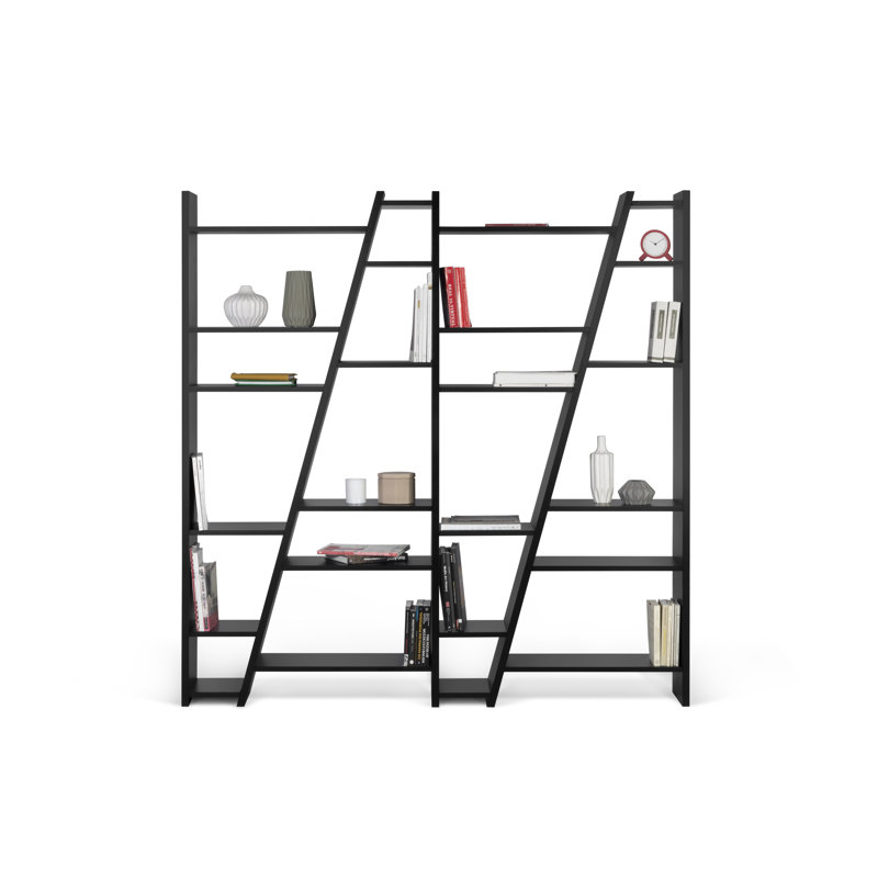 Abba 195cm H Geometric Bookcase, Pure Black, (25 Shelves) 195" H x 248" W x 30" D