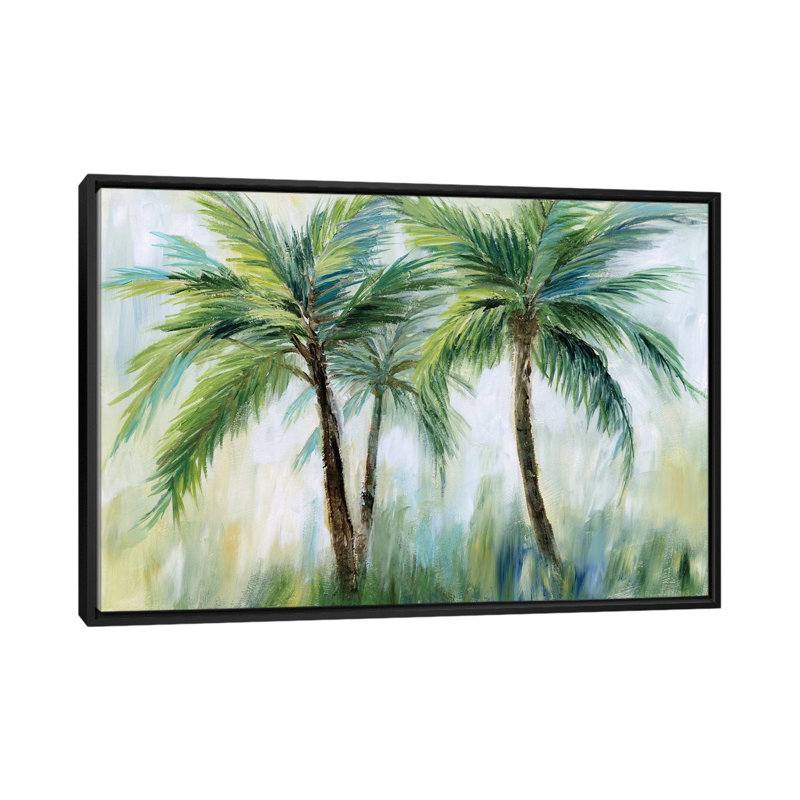 «Palm Sensation», reproduction sur toile, H 18 po x l 26 po x P 1,5 po, Toile encadrée noire, Pas de tapis