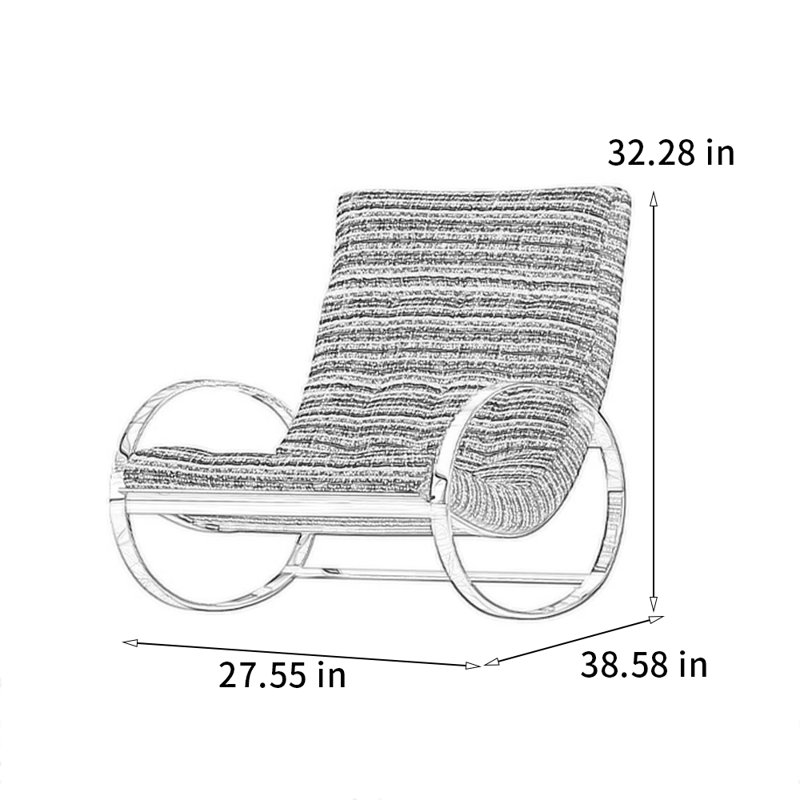 Chaise berçante confortable en coton et lin, Blanc cassé / blanc