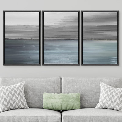 «Coastal Beach Abstract Stormy Sky Over Ocean Sea», reproduction sur toile 3 pièces