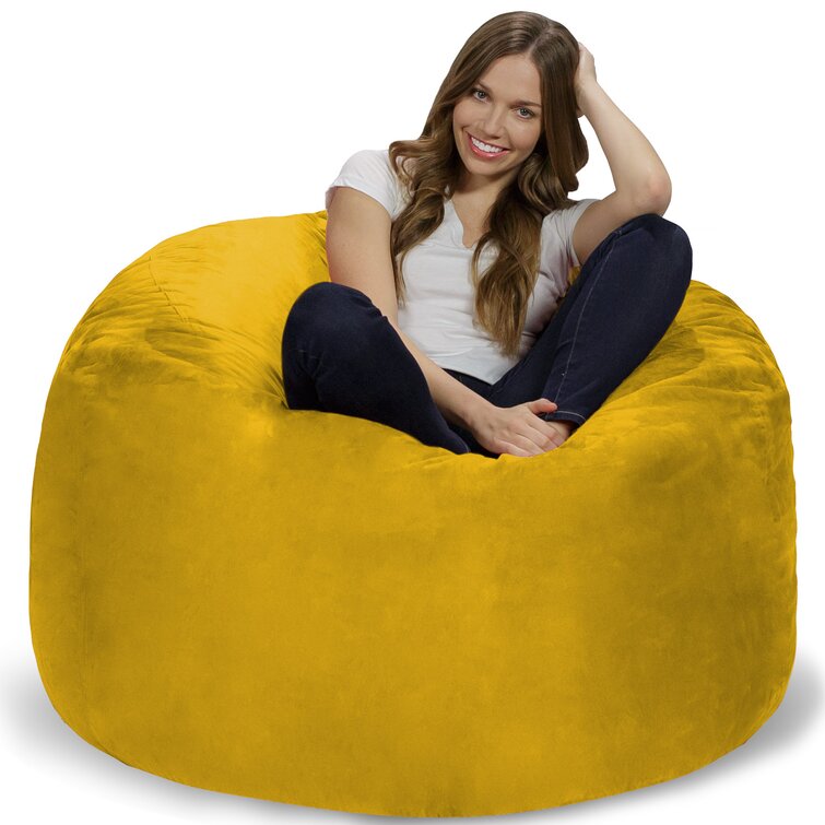 Chill Sack Bean Bag Chair: Giant 7' Memory Foam Furniture Bean Bag - Big Sofa with Soft Micro Fiber Cover - Black Micro Suede