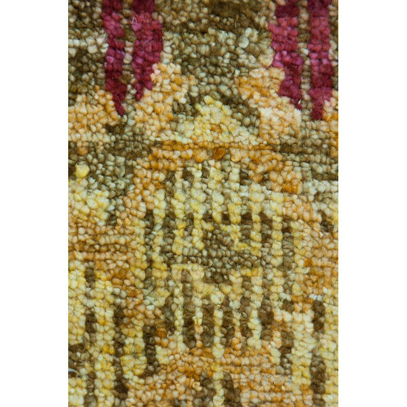 One-of-a-kind ikat tapis noués à la main multicolore