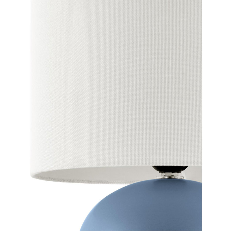 Lampe de table en céramique avec abat-jour tambour en lin , Bleu