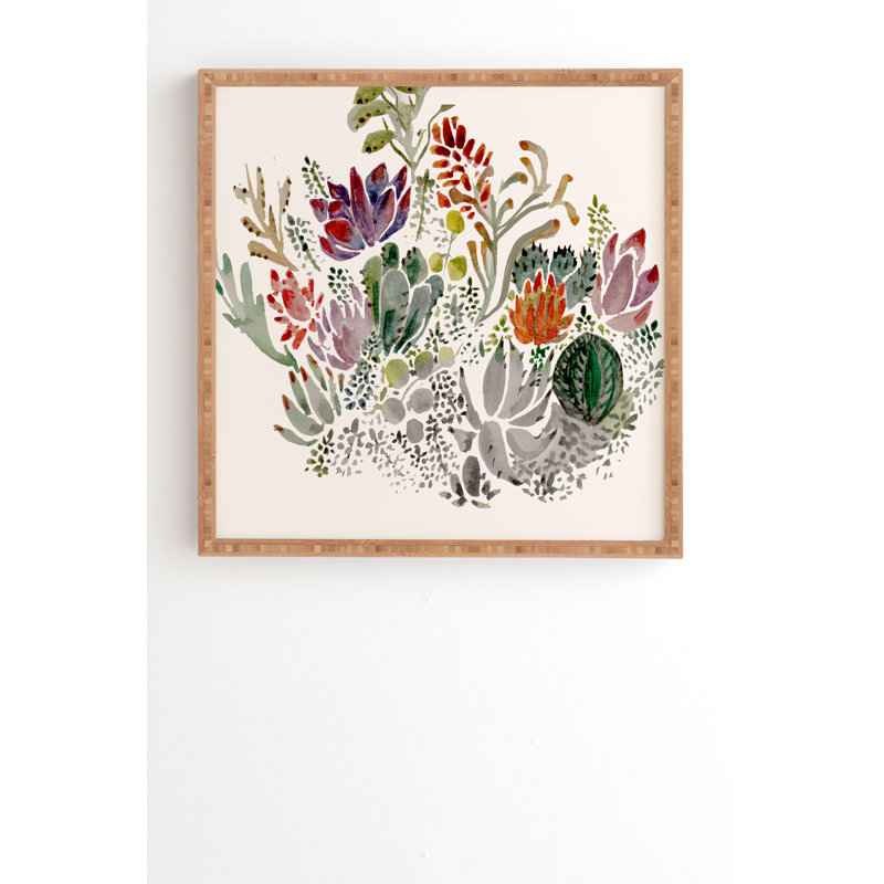 « illustrations plantes grasses design », reproduction, H 20 po x l 20 po x P 2 po, Armature en bambou, Pas de tapis
