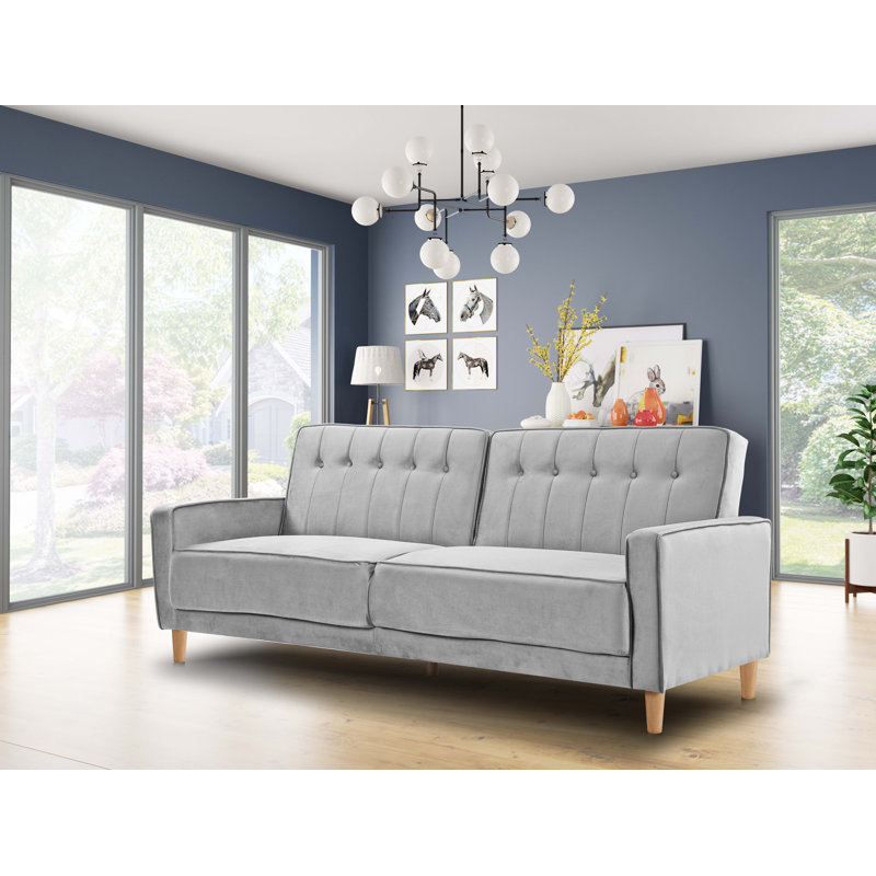 Oram 3 Seater Velvet Sofa Bed, Grey