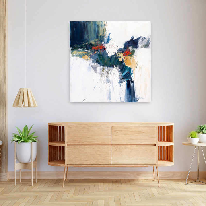 Art contemporain abstrait en cascade, H 36 po x l 36 po