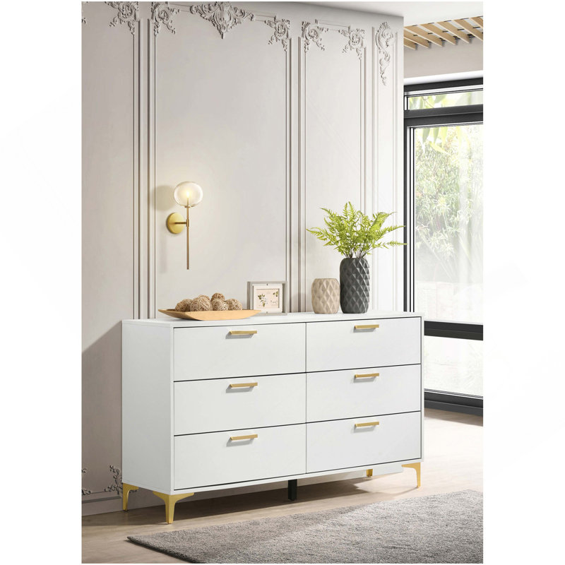 Commode rectangulaire à 6 tiroirs Karena, Blanc