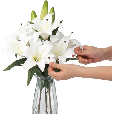 20-Piece Artificial Calla Lily Arrangement With Glass Vase & Faux Water For Home Decor