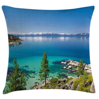 Tranquil View of Lake Tahoe Sierra Pines Indoor / Outdoor 40"" Throw Pillow Cover -  Ambesonne, min_32826_26x26