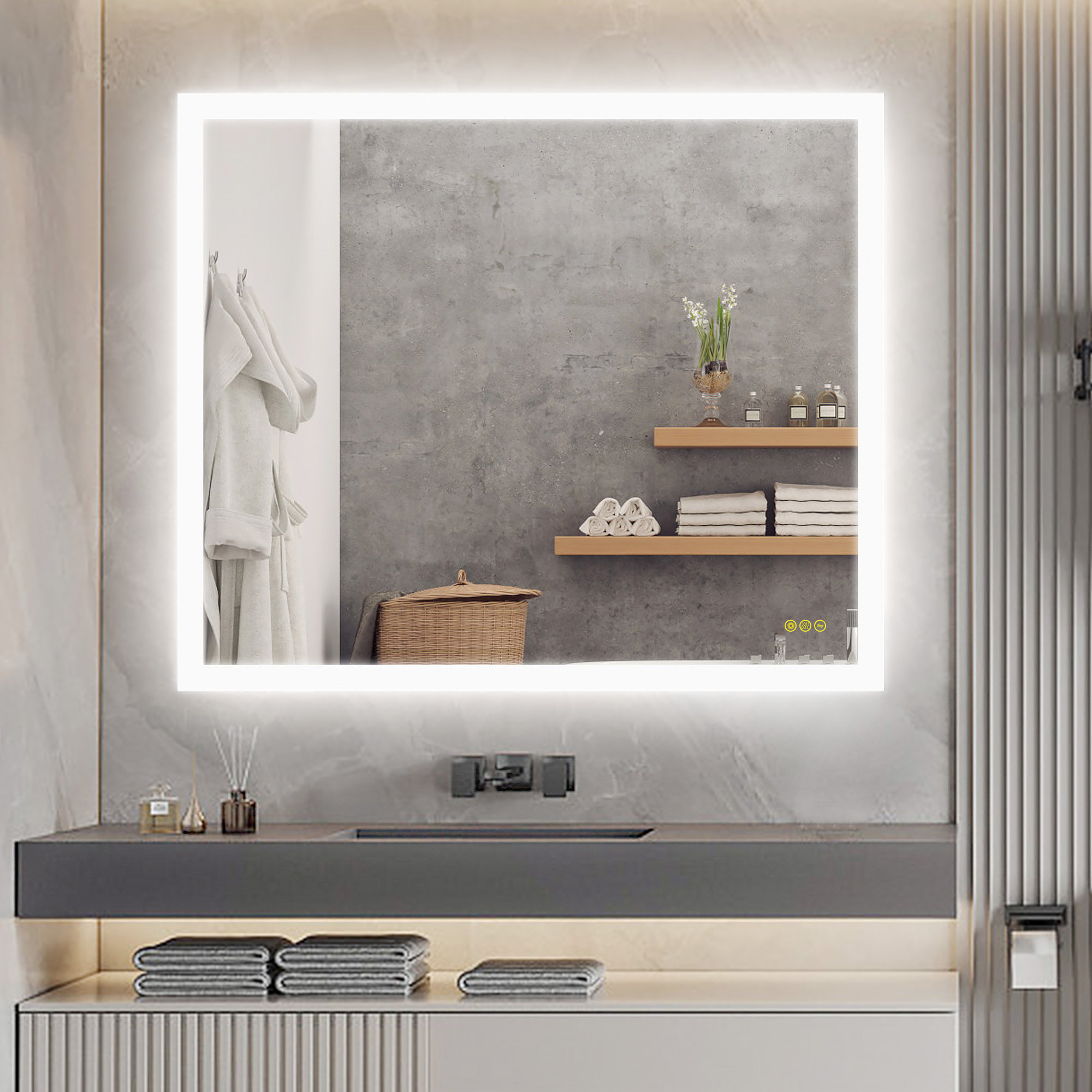 Wrought Studio™ Amirie Bathroom led mirror Frameless AntiFog