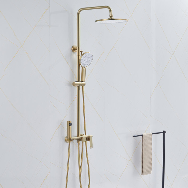 46.3" Solid Brass Pressure Balanced Complete Shower System with Rough in-Valve