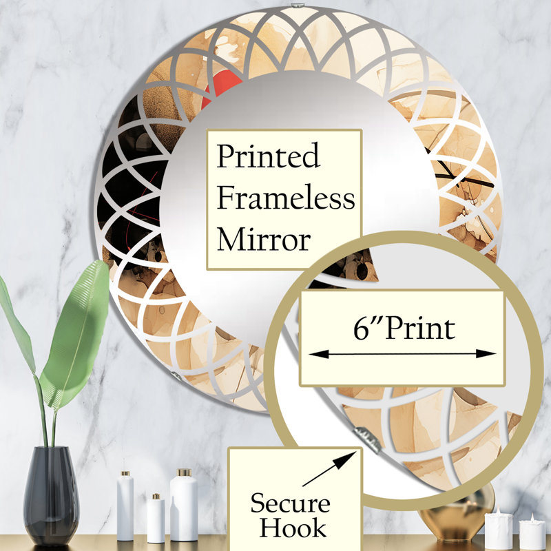 Northleach - Miroir mural moderne rond, 32 po x 32 po