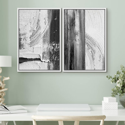 Impression sur toile noire et blanche abstraite moderne