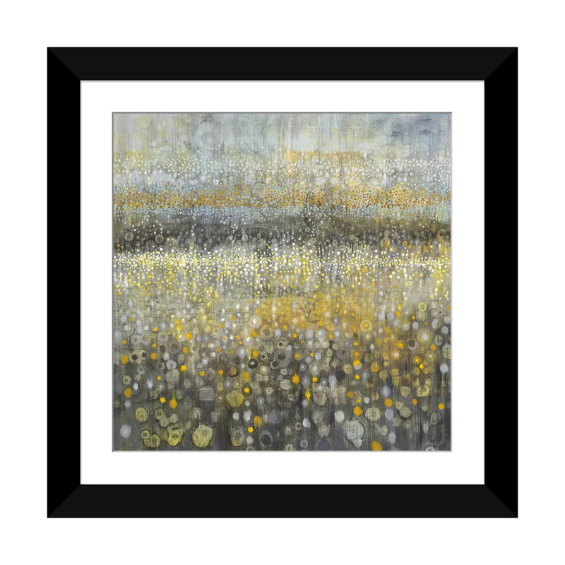 « rain abstract ii », reproduction d’art sur toile tendue, H 16 po x l 16 po x P 1 po, Papier d'art encadré noir, Blanc