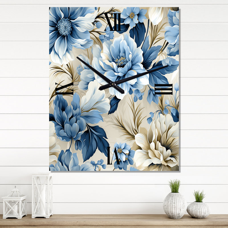 Jasmely - Floral Modern Wall Clock, Large