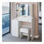 Meuble-lavabo de 37 po avec tabouret de taille moyenne 37 po + tabouret rembourré, grande commande tactile, interrupteur tricolore, miroir à luminosité réglable, rangement grande capacité, convient aux espaces moyens-1075627646