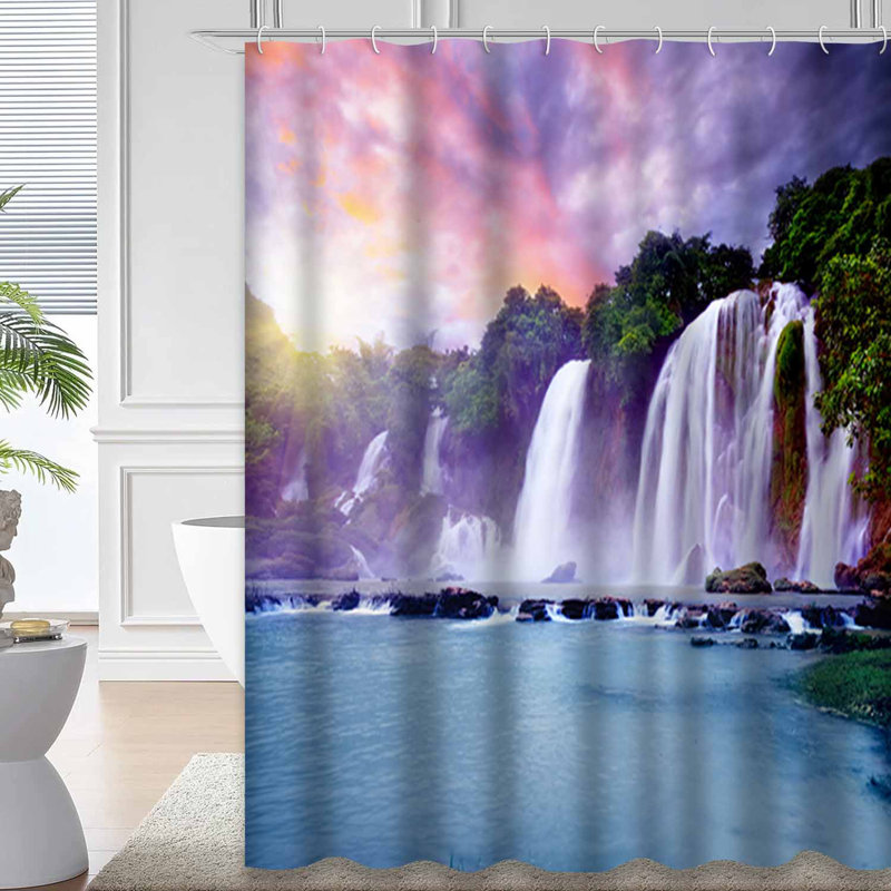 Rideau de douche avec 12 crochets Vietnam, L 72 po x l 78 po