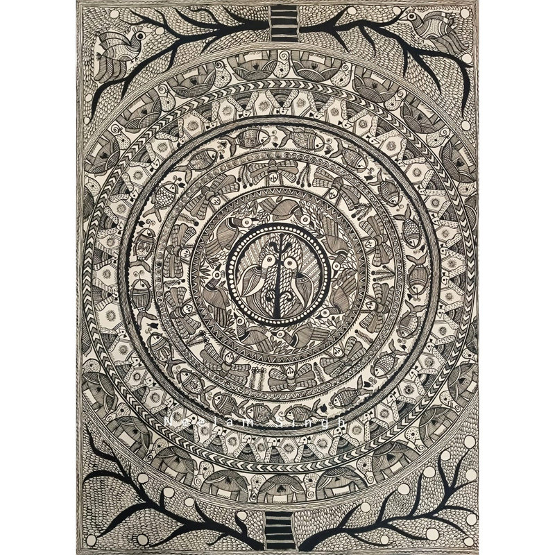 L'existance unificatrice de la nature | Acrylique sur feuille faite à la main | Par Neelam Singh