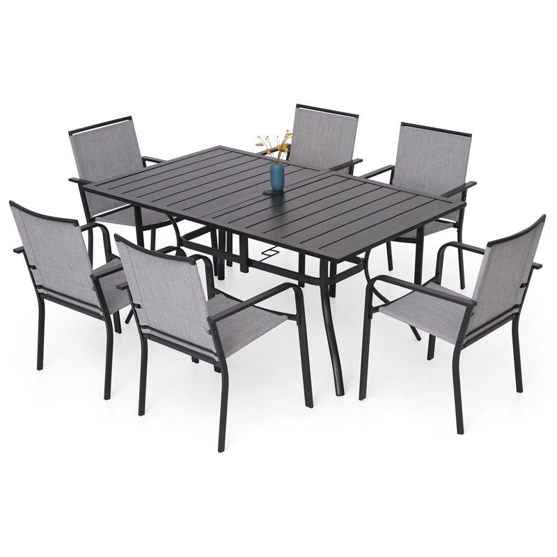 Ensemble repas extérieur pour 6 personnes, Gris