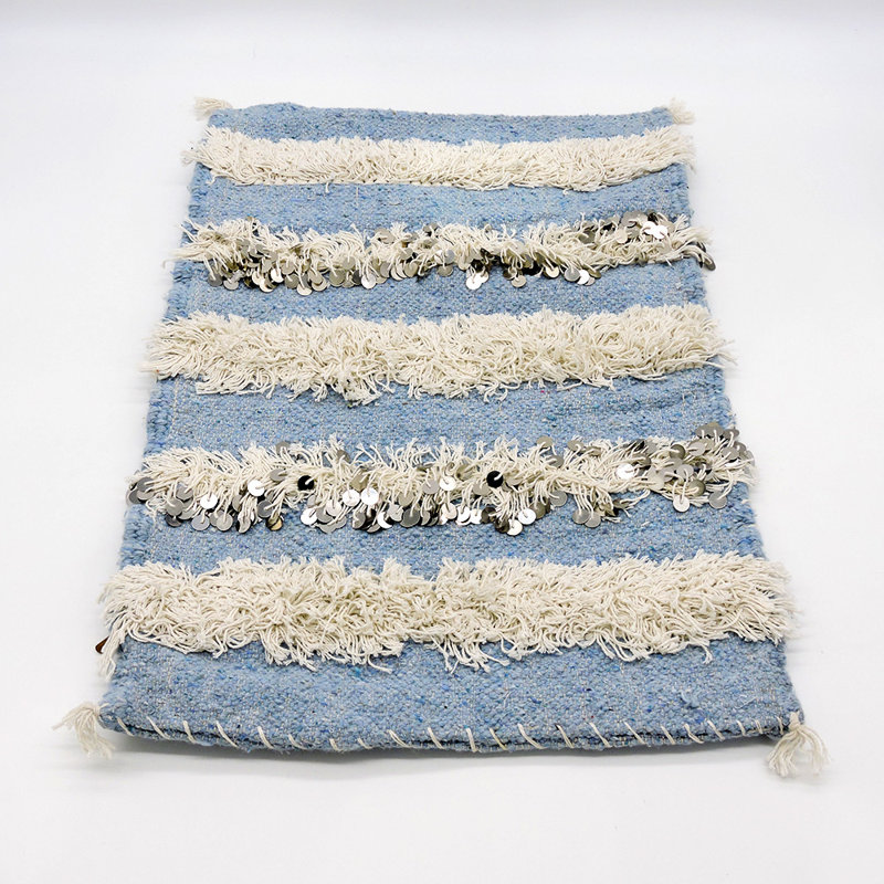Wool Rectangular Pillow Cover, Sky Blue/White, 17" x 22"