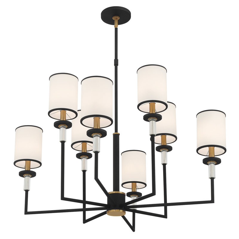 Lustre vibrant 8 lumières Jollain, Noir, noir, noir, noir
