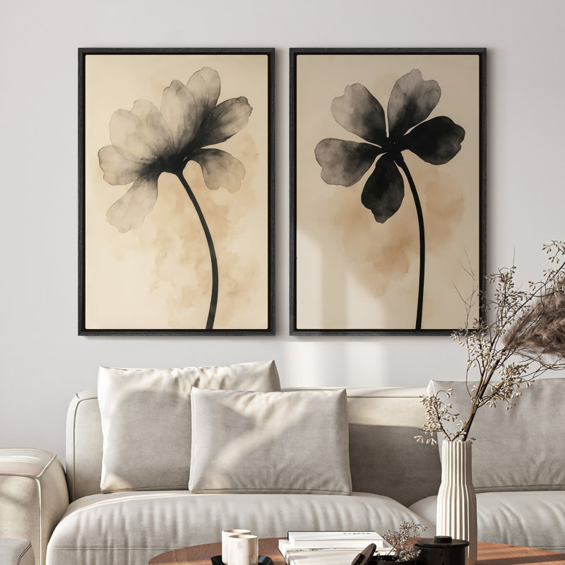 Framed Canvas Wall Art, Vintage Abstract Wall Canvas Prints 24"x36", Black, 36" H x 24" W