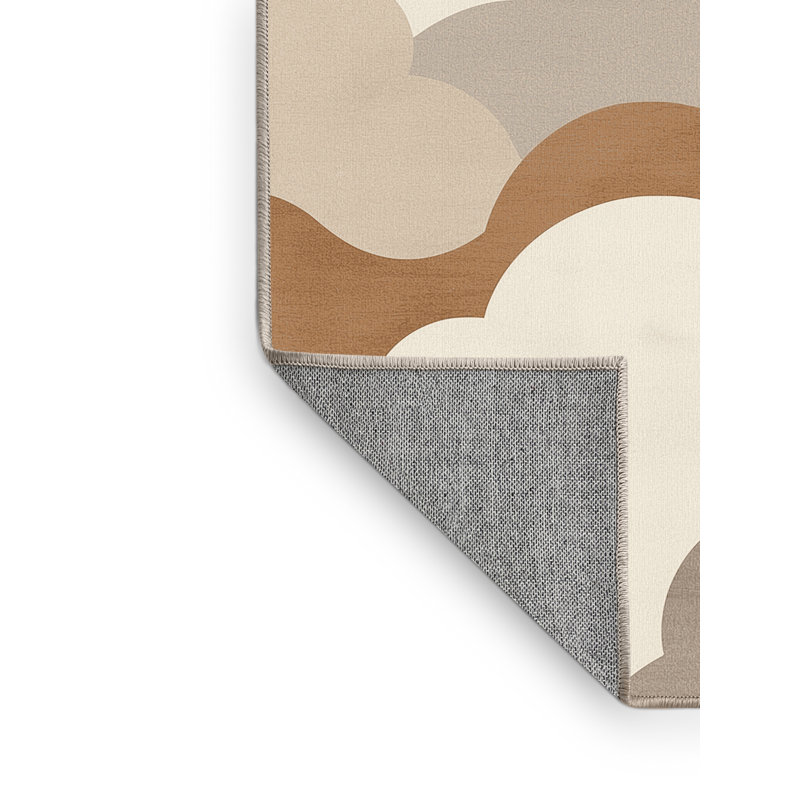 Machine Washable Ottoline Minimalist Solid Color Rug in Beige – Beige Binding, 5' Square