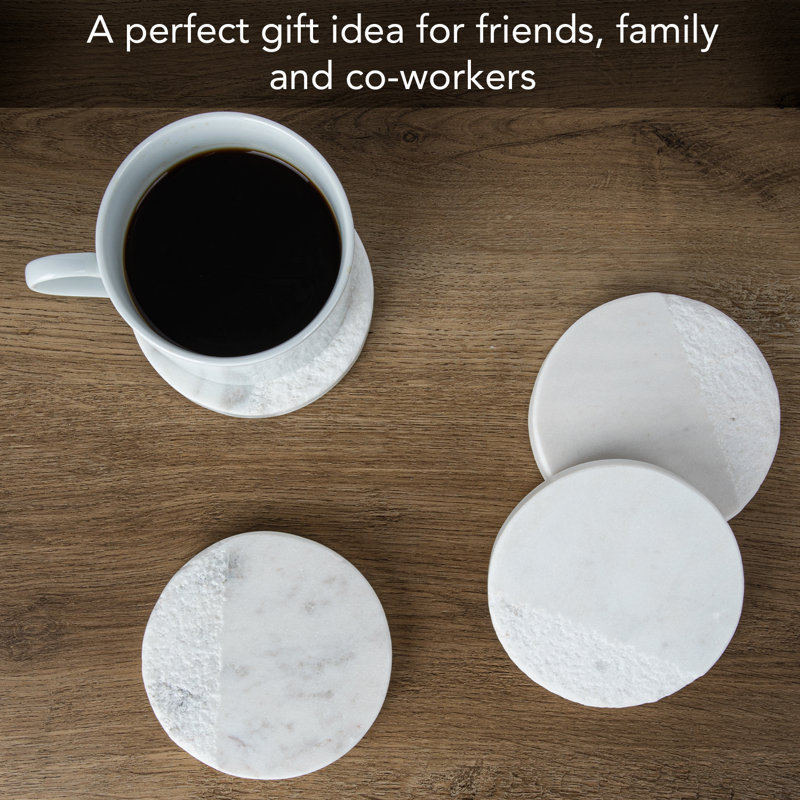 White Round Marble Coasters Set of 4