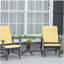 Outsunny 3-Piece Outdoor Gliders Set Bistro Set with Steel Frame, Tempered Glass Top Table for Patio, Garden, Backyard, Lawn, Beige